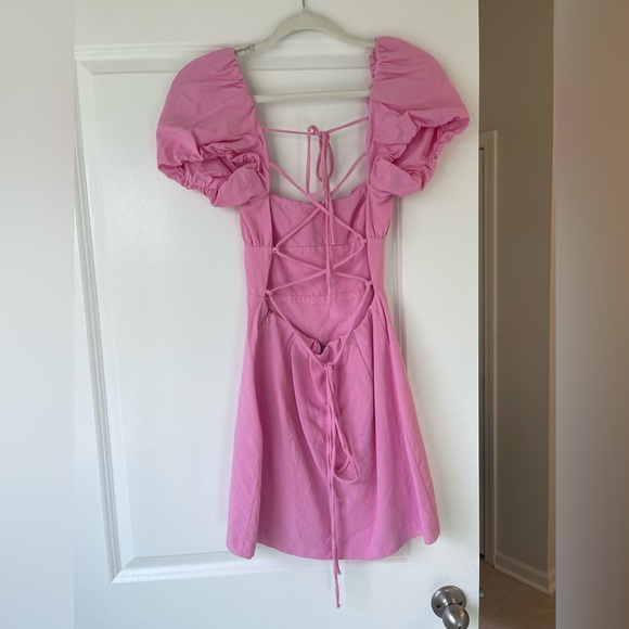 Zara puff sleeve linen blend dress, S - Picture 2 of 3